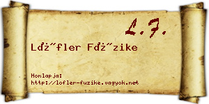Löfler Füzike névjegykártya